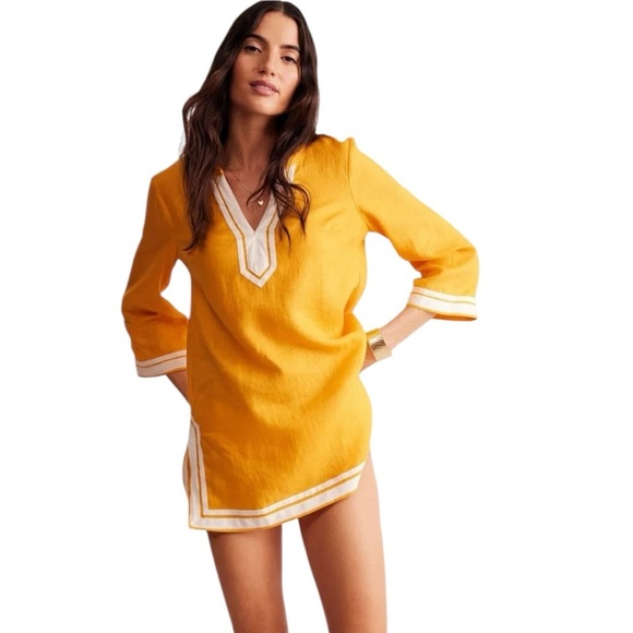 Boden Neck Detail Tunic Top Yellow Size 6 NWT - Picture 13 of 13